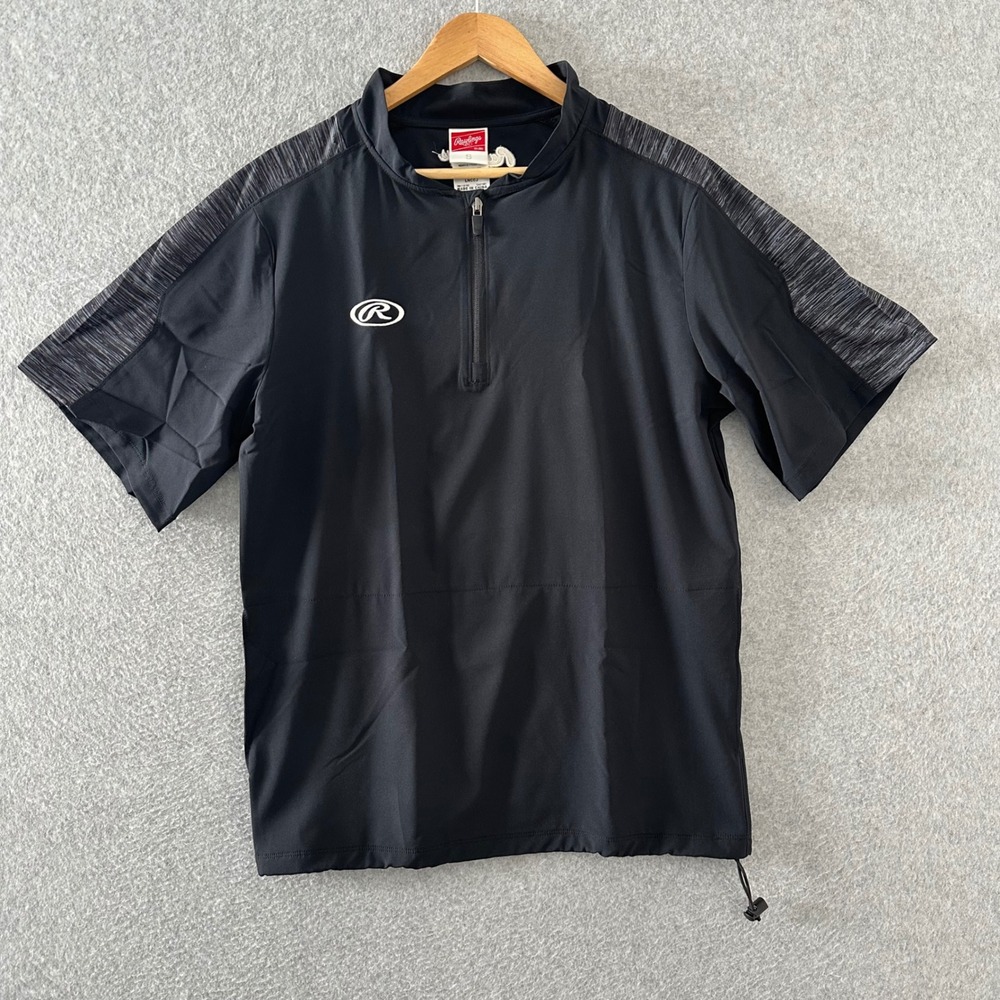 Rawlings Cage Jacket Mens Small Black Quarter Zip Short Sleeve Athletic Top NEW